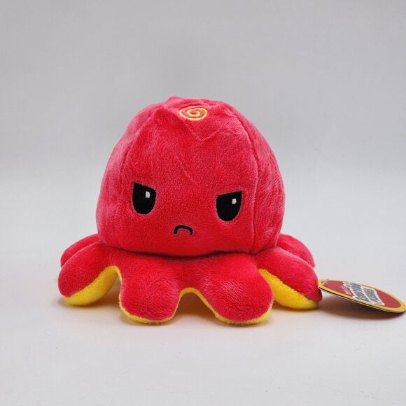TeeTurtle Reversible Plushies Octopus Happy Mad Mood Mini Plush NWT - Picture 4 of 6